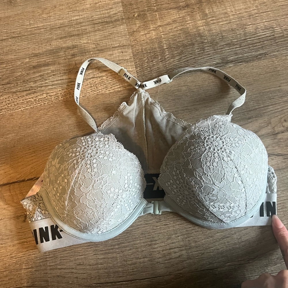 PINK Victoria's Secret Lace Bra in Cream